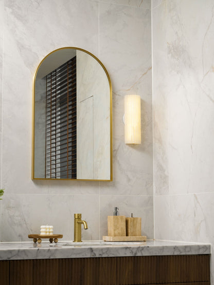 Wall Lamp Art Deco with Alabaster Stone Shade and Integrated LED