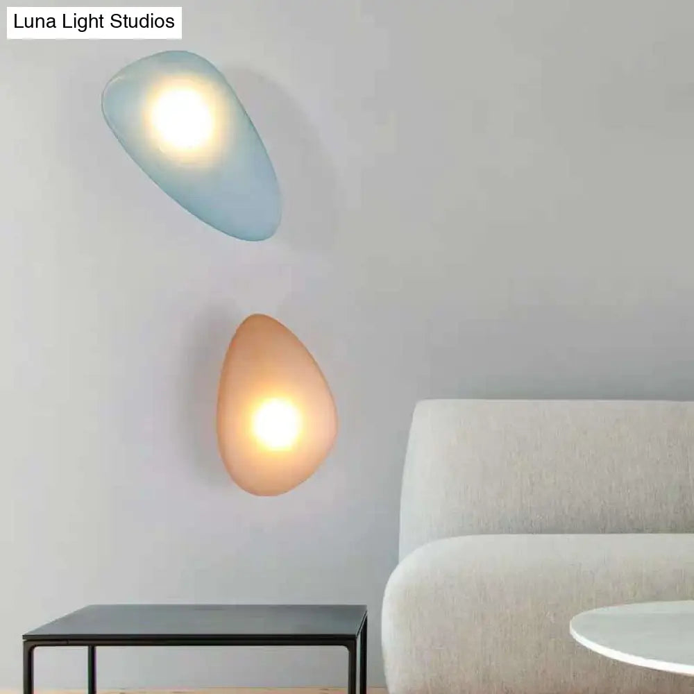 Wall Lamp Art Deco with Frosted Organic Stone Shape