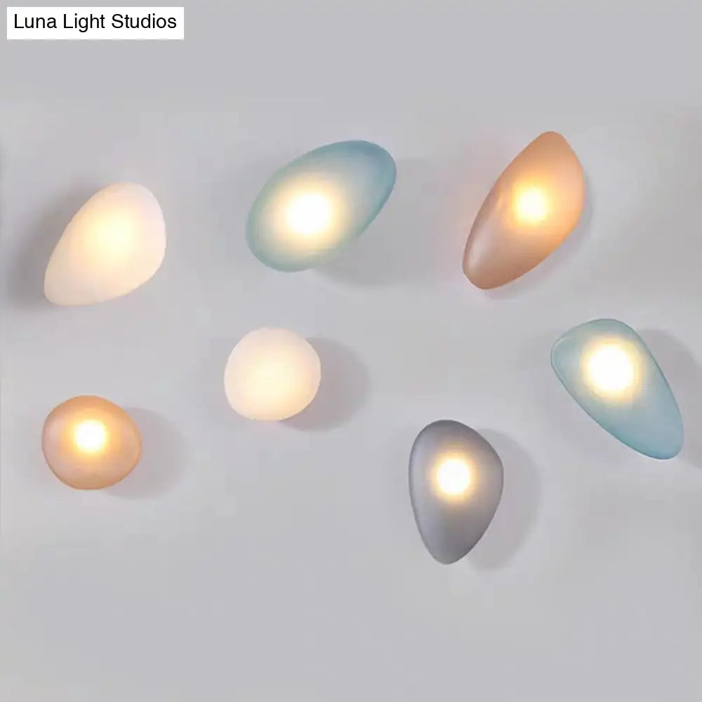 Wall Lamp Art Deco with Frosted Organic Stone Shape