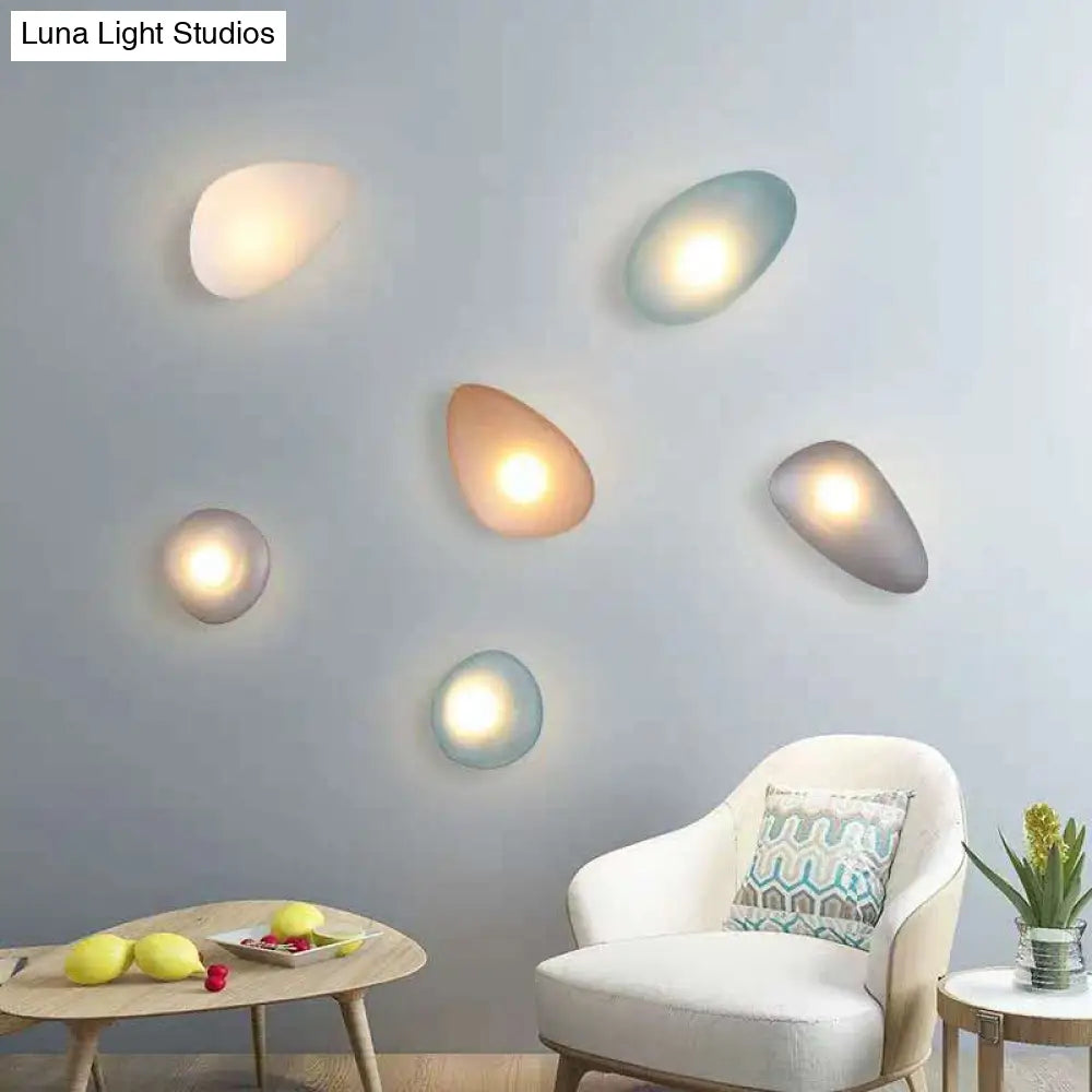Wall Lamp Art Deco with Frosted Organic Stone Shape