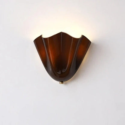 Wall Lamp Art Deco with Glass Shell Shade and Brass Fitting