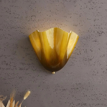 Wall Lamp Art Deco with Glass Shell Shade and Brass Fitting