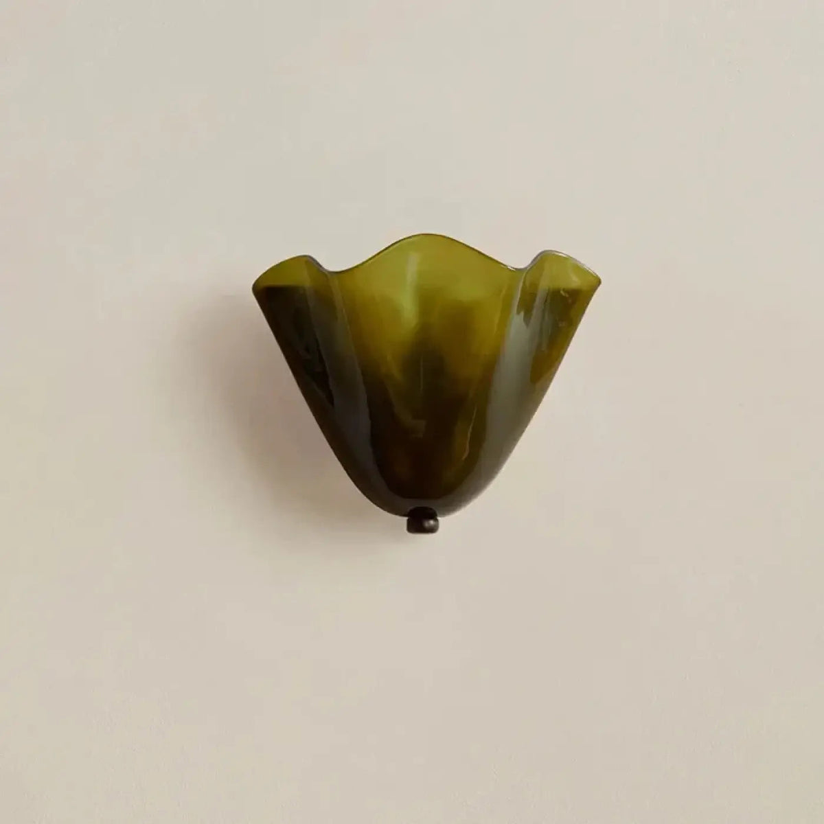 Wall Lamp Art Deco with Glass Shell Shade and Brass Fitting