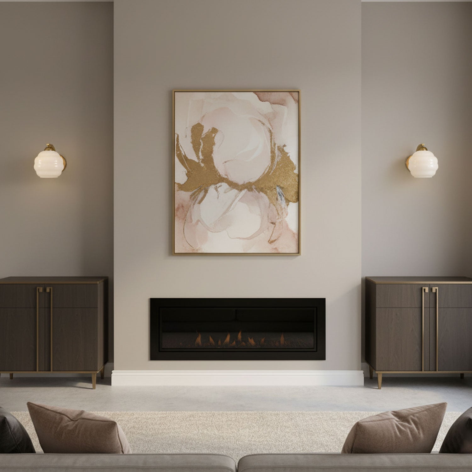 Wall Lamp Art Deco with Opal Glass Shade and Curved Arm