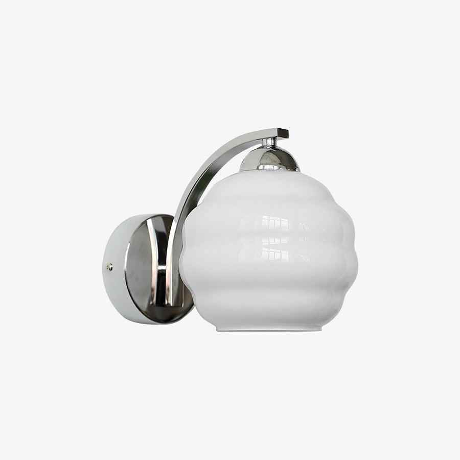 Wall Lamp Art Deco with Opal Glass Shade and Curved Arm