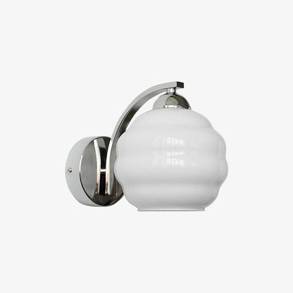 Wall Lamp Art Deco with Opal Glass Shade and Curved Arm