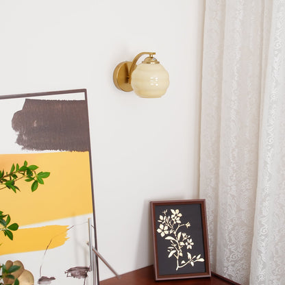 Wall Lamp Art Deco with Opal Glass Shade and Curved Arm