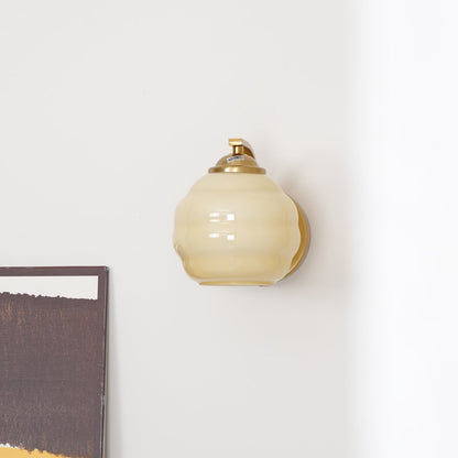 Wall Lamp Art Deco with Opal Glass Shade and Curved Arm
