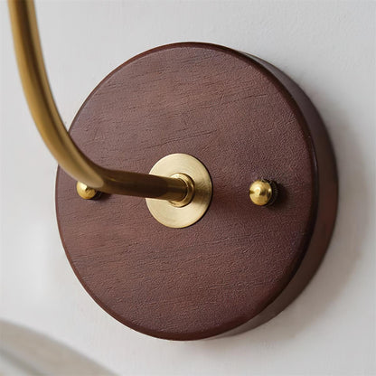 Wall Lamp Bohemian Floral Petal Shade with Wood and Brass Arm