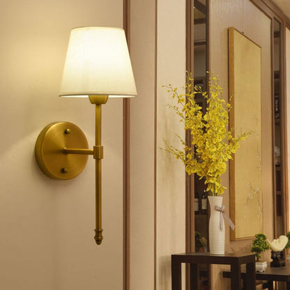 Wall Lamp Classic Style with Fabric Shade and Brass Finish