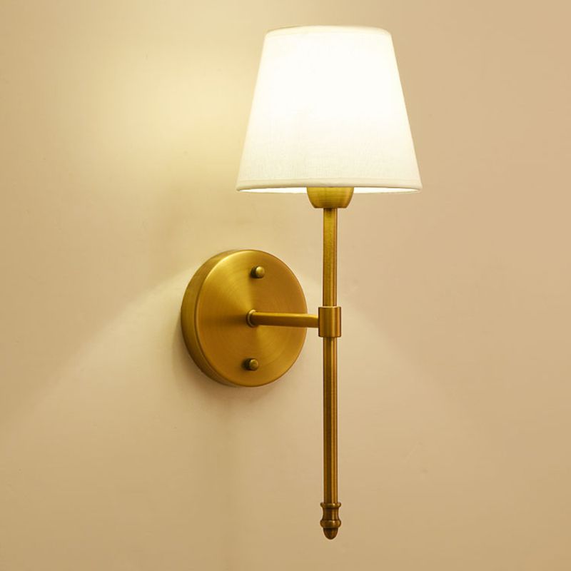 Wall Lamp Classic Style with Fabric Shade and Brass Finish