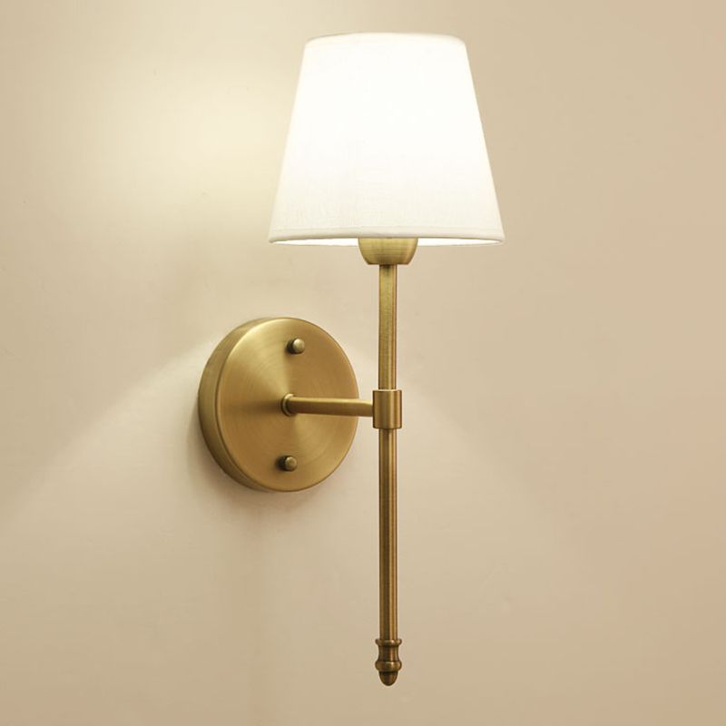 Wall Lamp Classic Style with Fabric Shade and Brass Finish