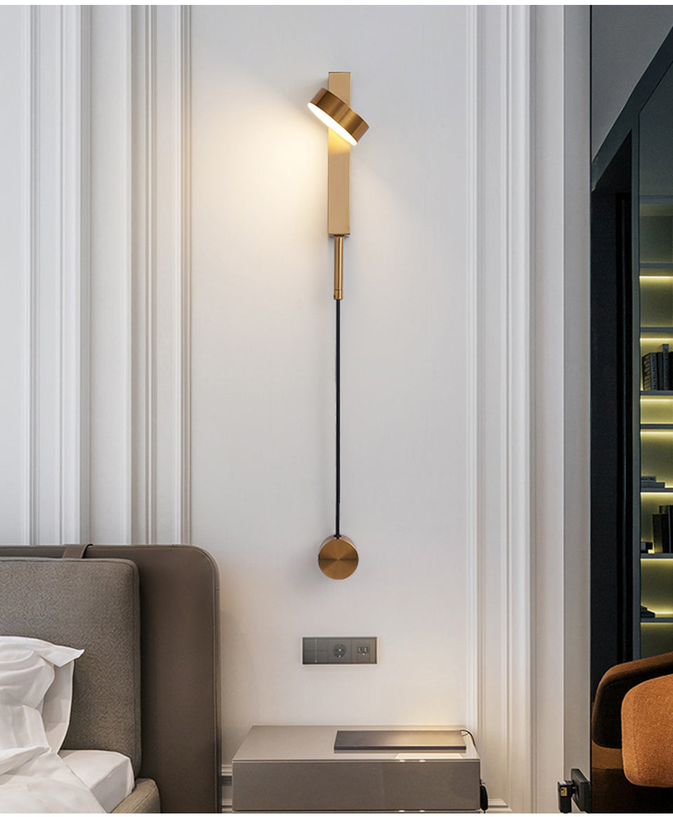 Wall Lamp Minimalist LED with Rotating Head and Round Switch