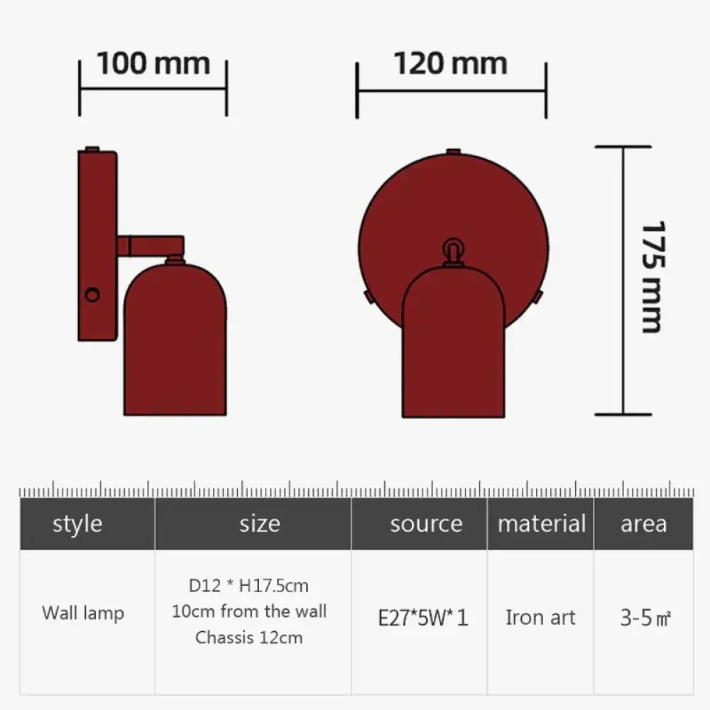 Wall Lamp Minimalist Scandinavian Style with Adjustable Spotlight Head