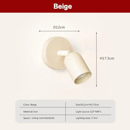 Wall Lamp Minimalist Scandinavian Style with Adjustable Spotlight Head
