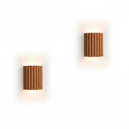 Wall Lamp Minimalist with Fluted Cylinder Shade and Up-Down Light Effect