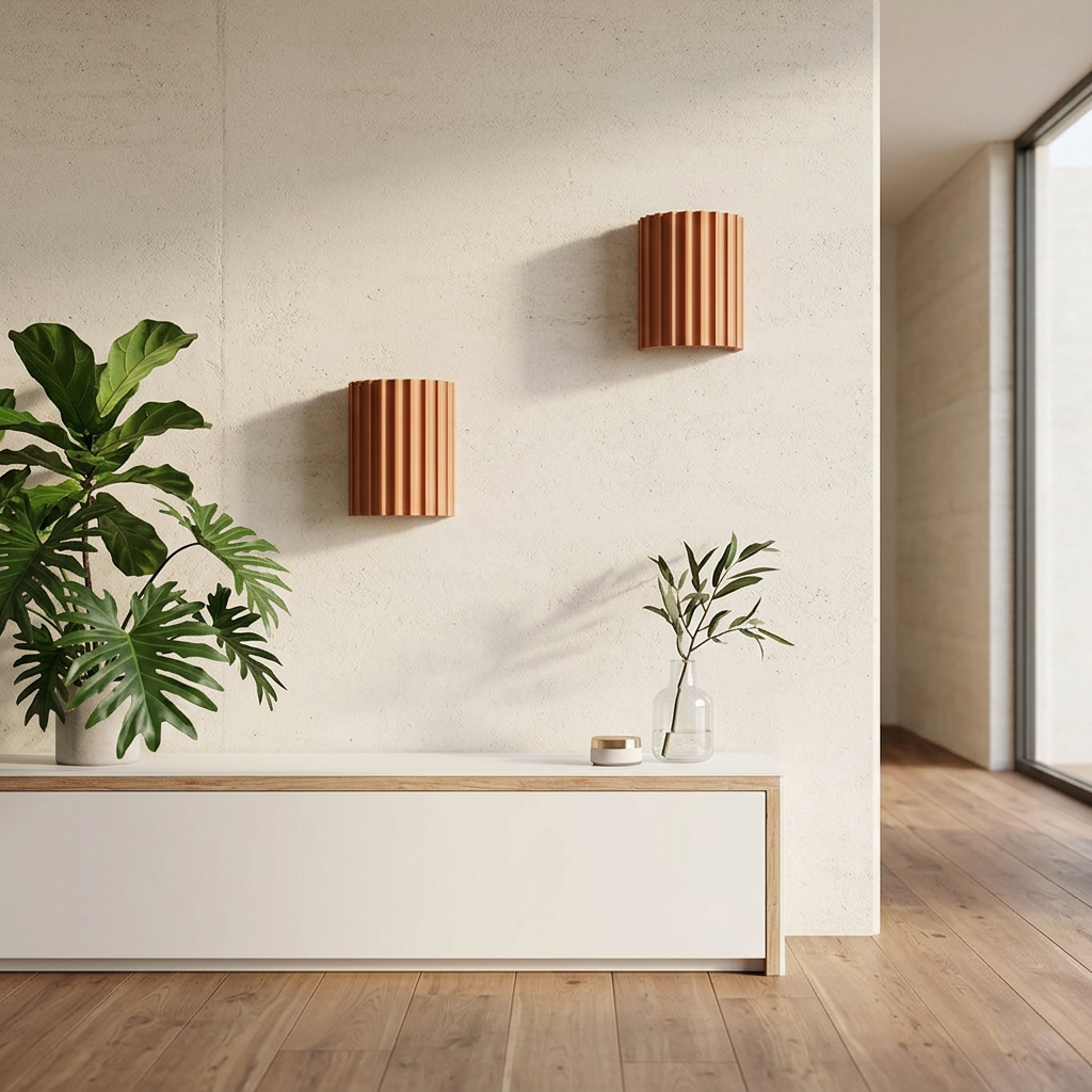 Wall Lamp Minimalist with Fluted Cylinder Shade and Up-Down Light Effect