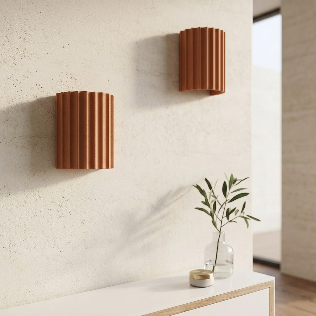 Wall Lamp Minimalist with Fluted Cylinder Shade and Up-Down Light Effect