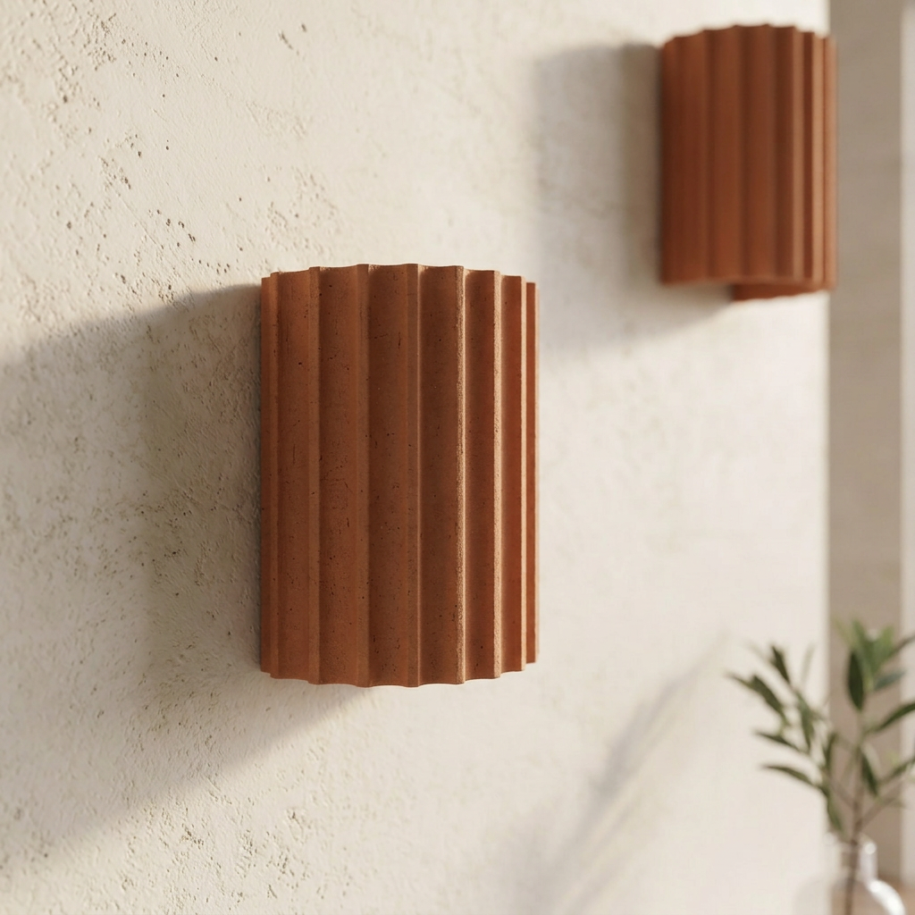 Wall Lamp Minimalist with Fluted Cylinder Shade and Up-Down Light Effect