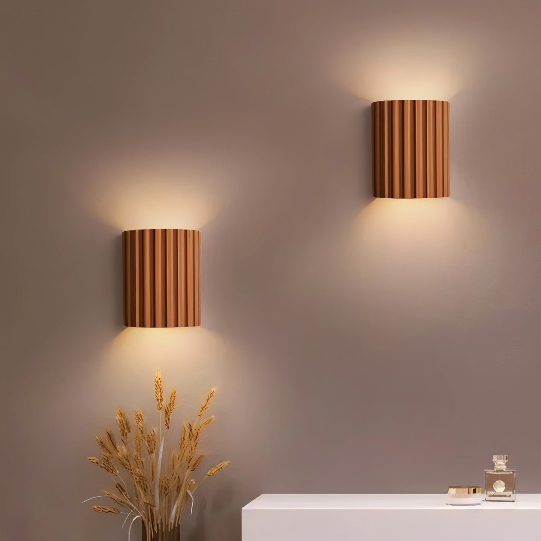Wall Lamp Minimalist with Fluted Cylinder Shade and Up-Down Light Effect