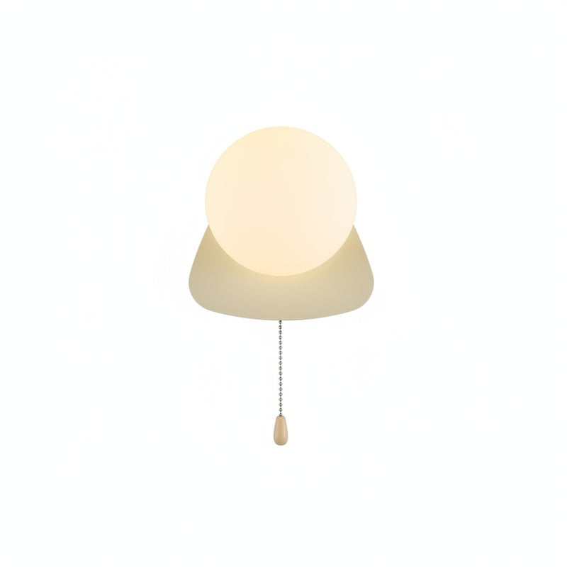 Wall Lamp Minimalist with Globe Glass Shade and Pull Chain Switch