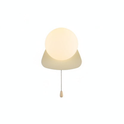 Wall Lamp Minimalist with Globe Glass Shade and Pull Chain Switch