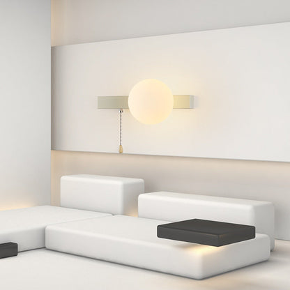 Wall Lamp Minimalist with Globe Glass Shade and Pull Chain Switch