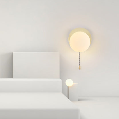Wall Lamp Minimalist with Globe Glass Shade and Pull Chain Switch
