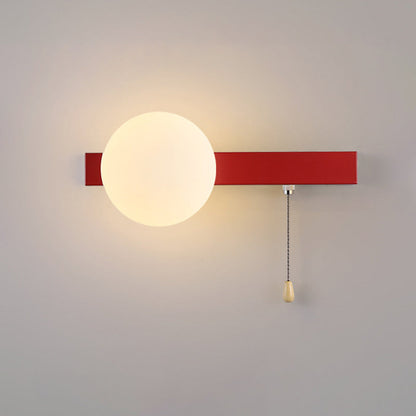Wall Lamp Minimalist with Globe Glass Shade and Pull Chain Switch