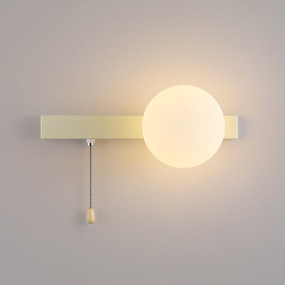 Wall Lamp Minimalist with Globe Glass Shade and Pull Chain Switch