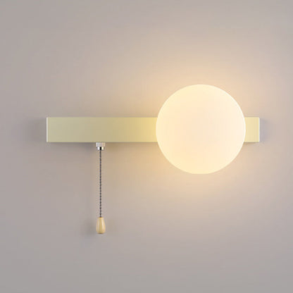 Wall Lamp Minimalist with Globe Glass Shade and Pull Chain Switch