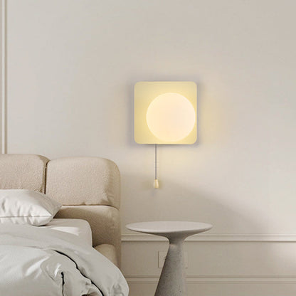 Wall Lamp Minimalist with Globe Glass Shade and Pull Chain Switch