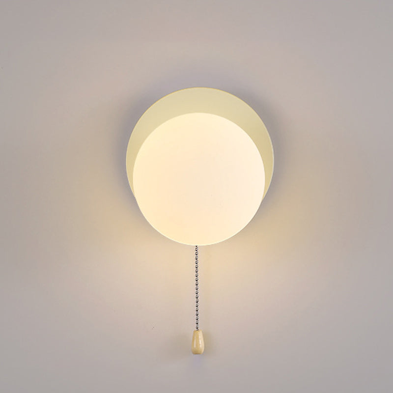 Wall Lamp Minimalist with Globe Glass Shade and Pull Chain Switch