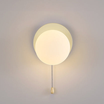 Wall Lamp Minimalist with Globe Glass Shade and Pull Chain Switch