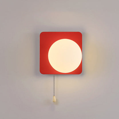 Wall Lamp Minimalist with Globe Glass Shade and Pull Chain Switch
