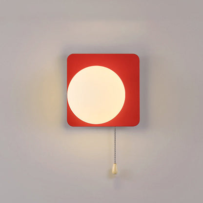 Wall Lamp Minimalist with Globe Glass Shade and Pull Chain Switch