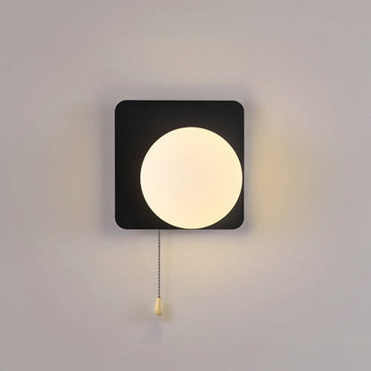 Wall Lamp Minimalist with Globe Glass Shade and Pull Chain Switch