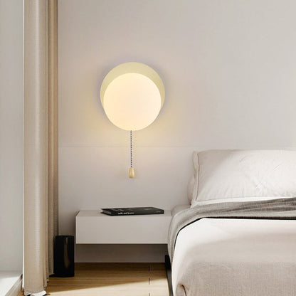 Wall Lamp Minimalist with Globe Glass Shade and Pull Chain Switch