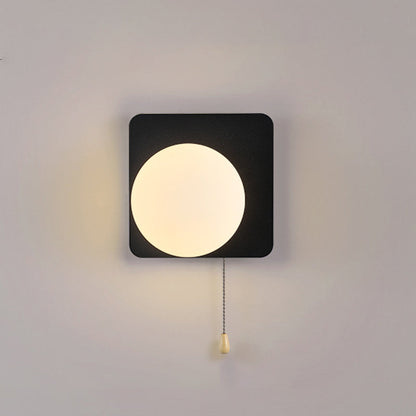 Wall Lamp Minimalist with Globe Glass Shade and Pull Chain Switch