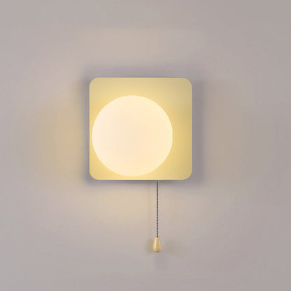 Wall Lamp Minimalist with Globe Glass Shade and Pull Chain Switch