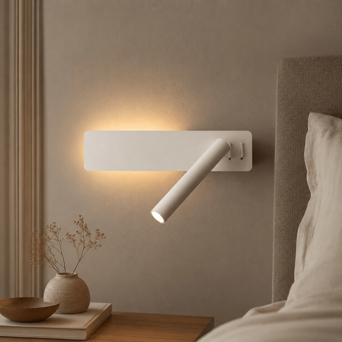 Wall Lamp Minimalist with Rotatable Reading Spotlight and Backlight
