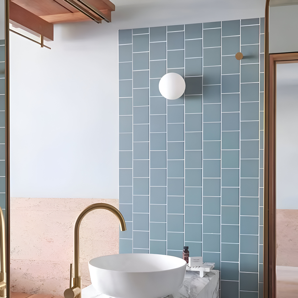 Wall Lamp Minimalist with Round Opal Glass Globe and Iron Base