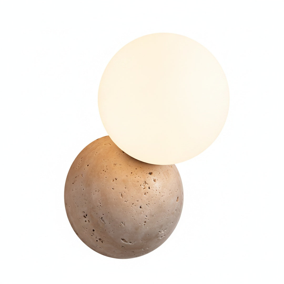 Wall Lamp Minimalist with Stone Base and Frosted Globe