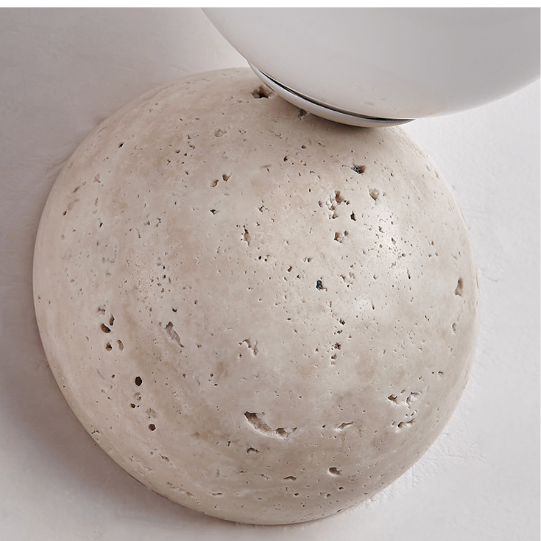 Wall Lamp Minimalist with Stone Base and Frosted Globe