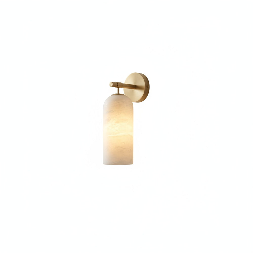 Wall Lamp Modern Alabaster Shade with Brass Arm Hardwired Indoor Sconce