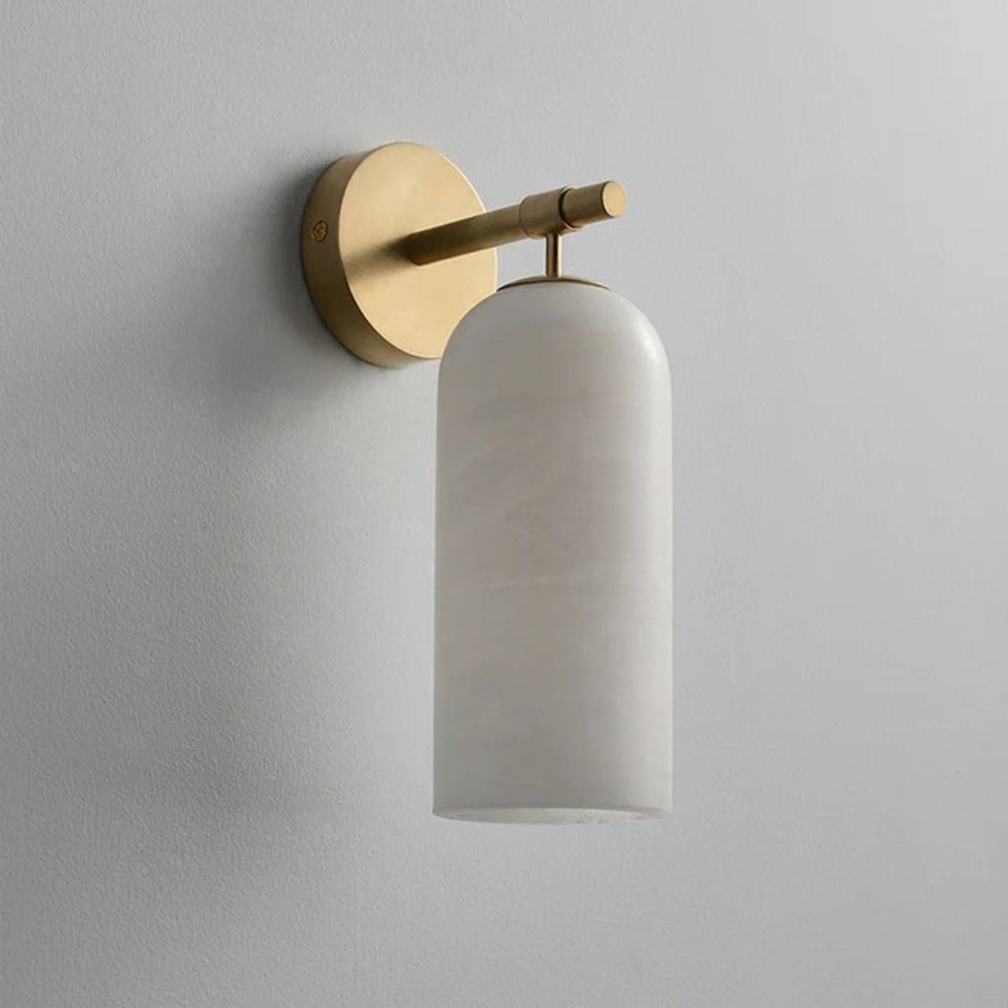 Wall Lamp Modern Alabaster Shade with Brass Arm Hardwired Indoor Sconce