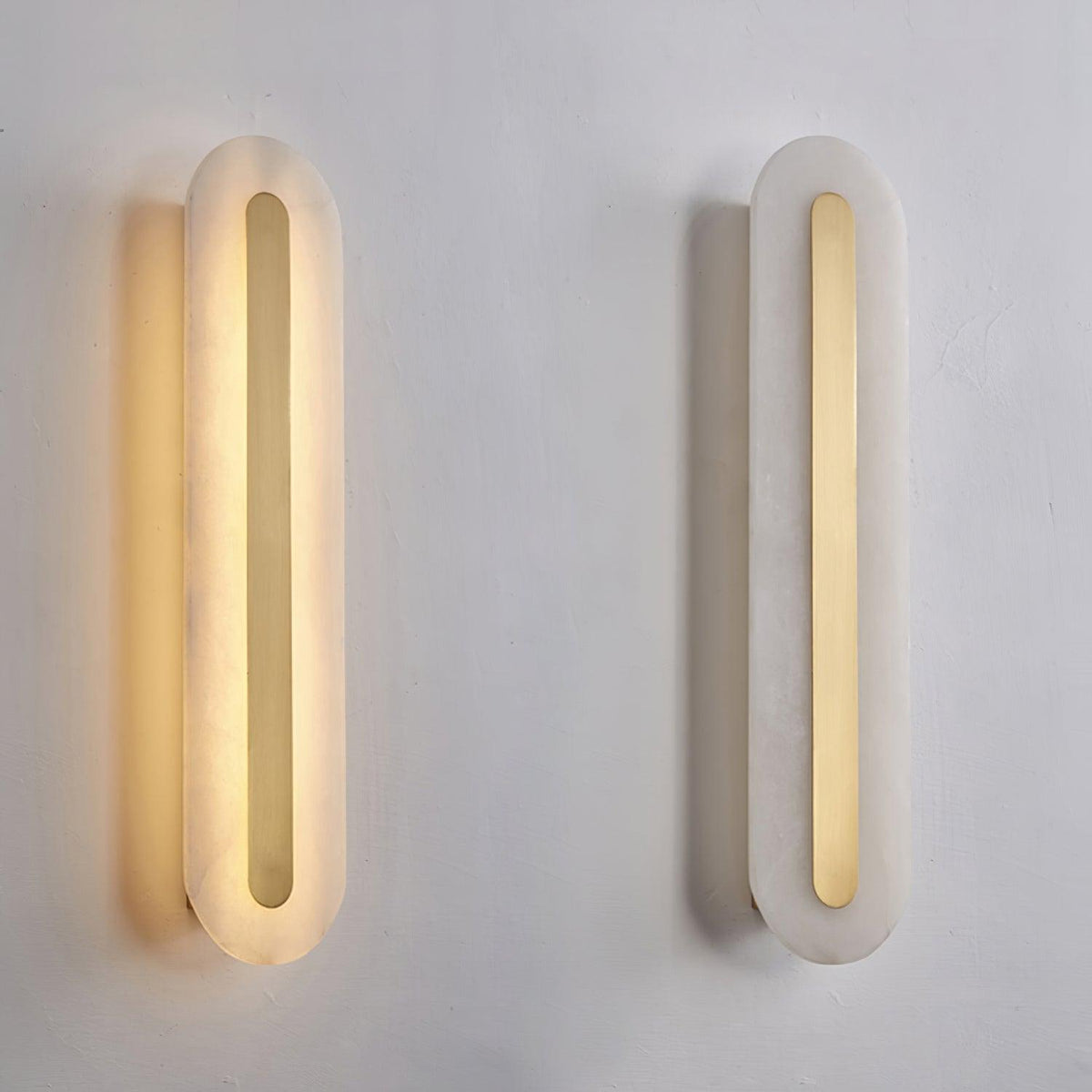 Wall Lamp Modern Alabaster with Integrated LED and Brass Finish