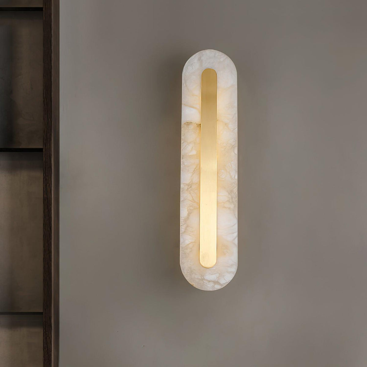 Wall Lamp Modern Alabaster with Integrated LED and Brass Finish
