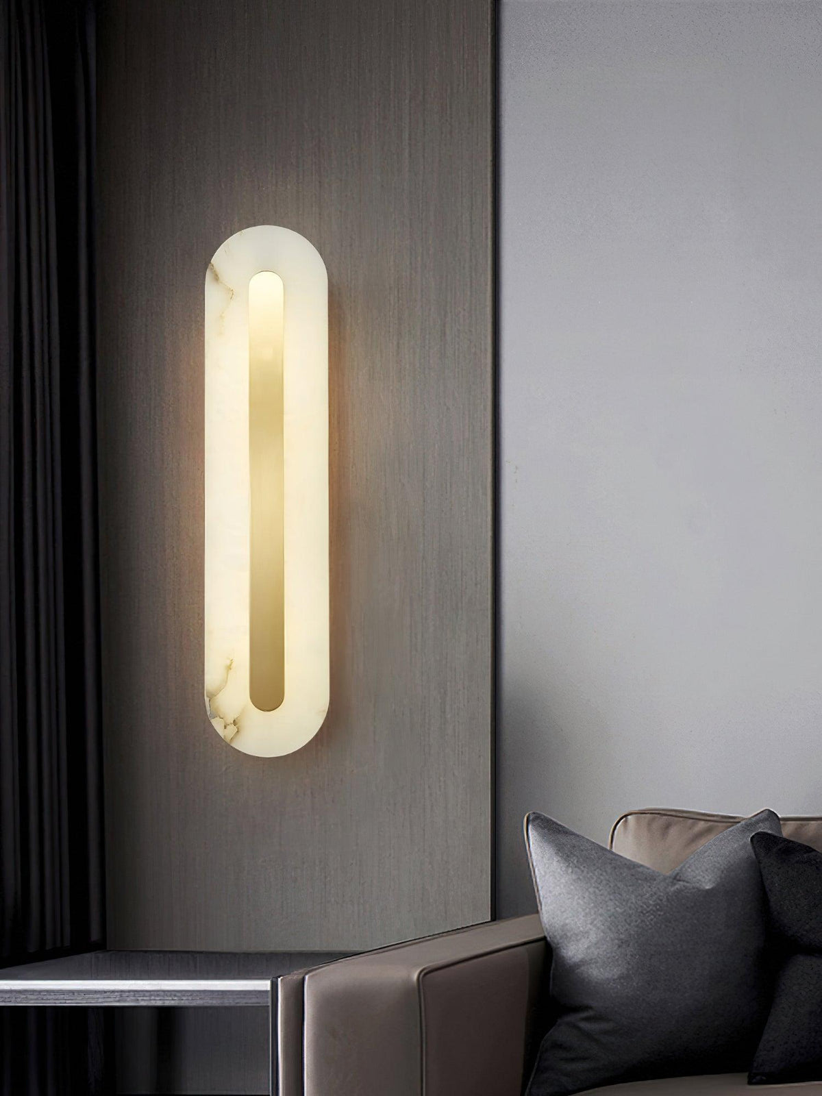 Wall Lamp Modern Alabaster with Integrated LED and Brass Finish