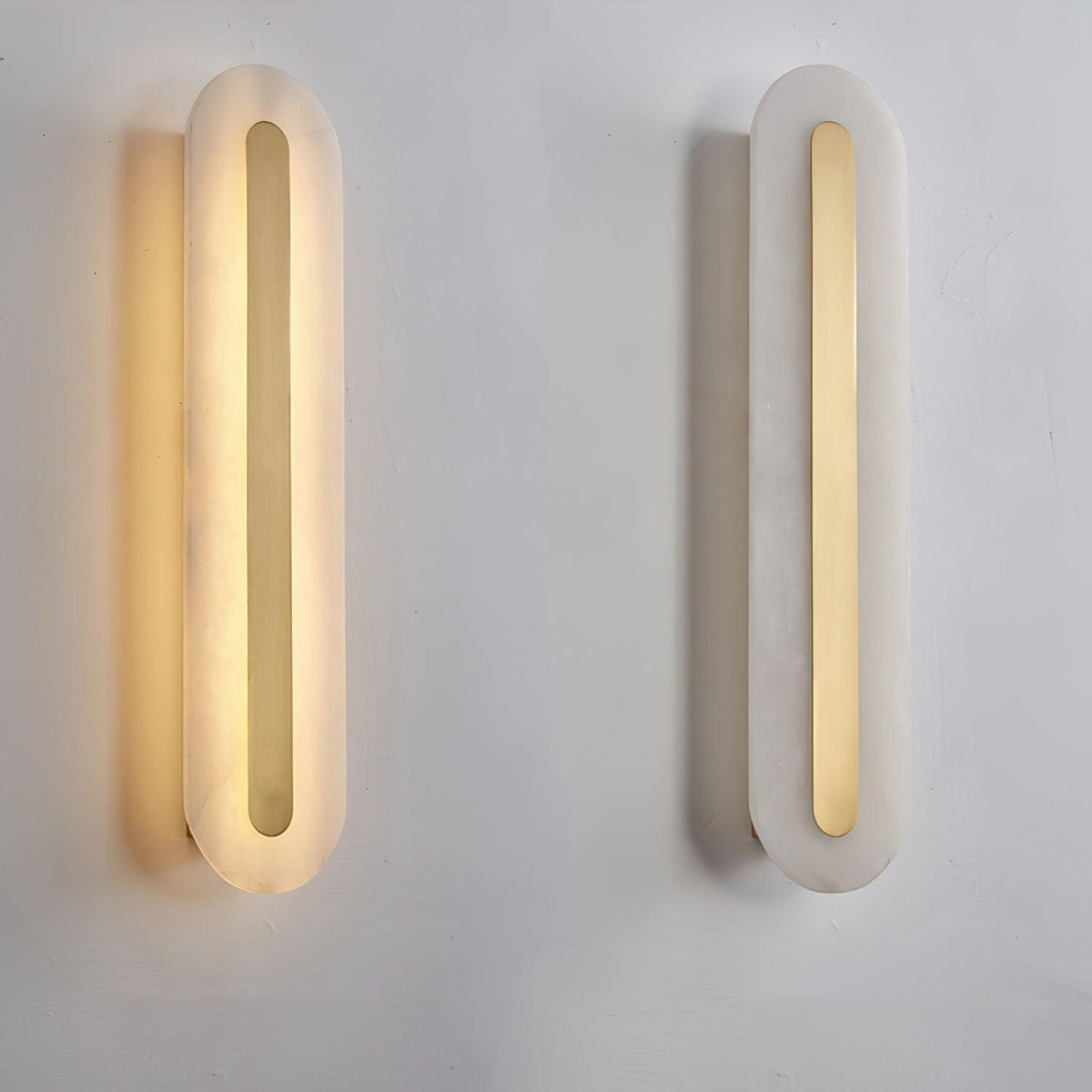 Wall Lamp Modern Alabaster with Integrated LED and Brass Finish